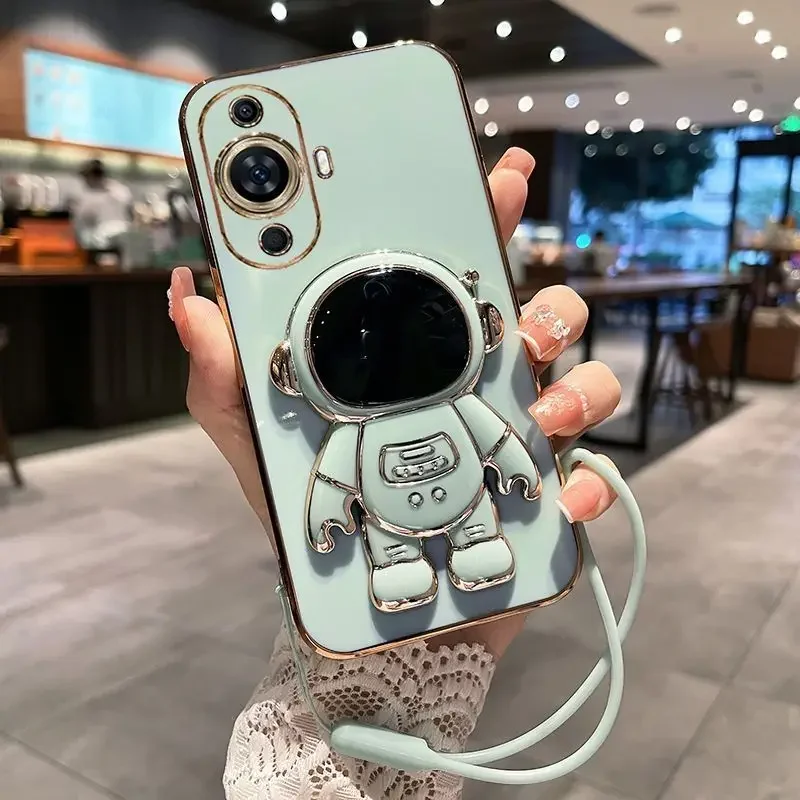 Huawei Nova 12 - 3D Cartoon Astronaut Holder Plating Case