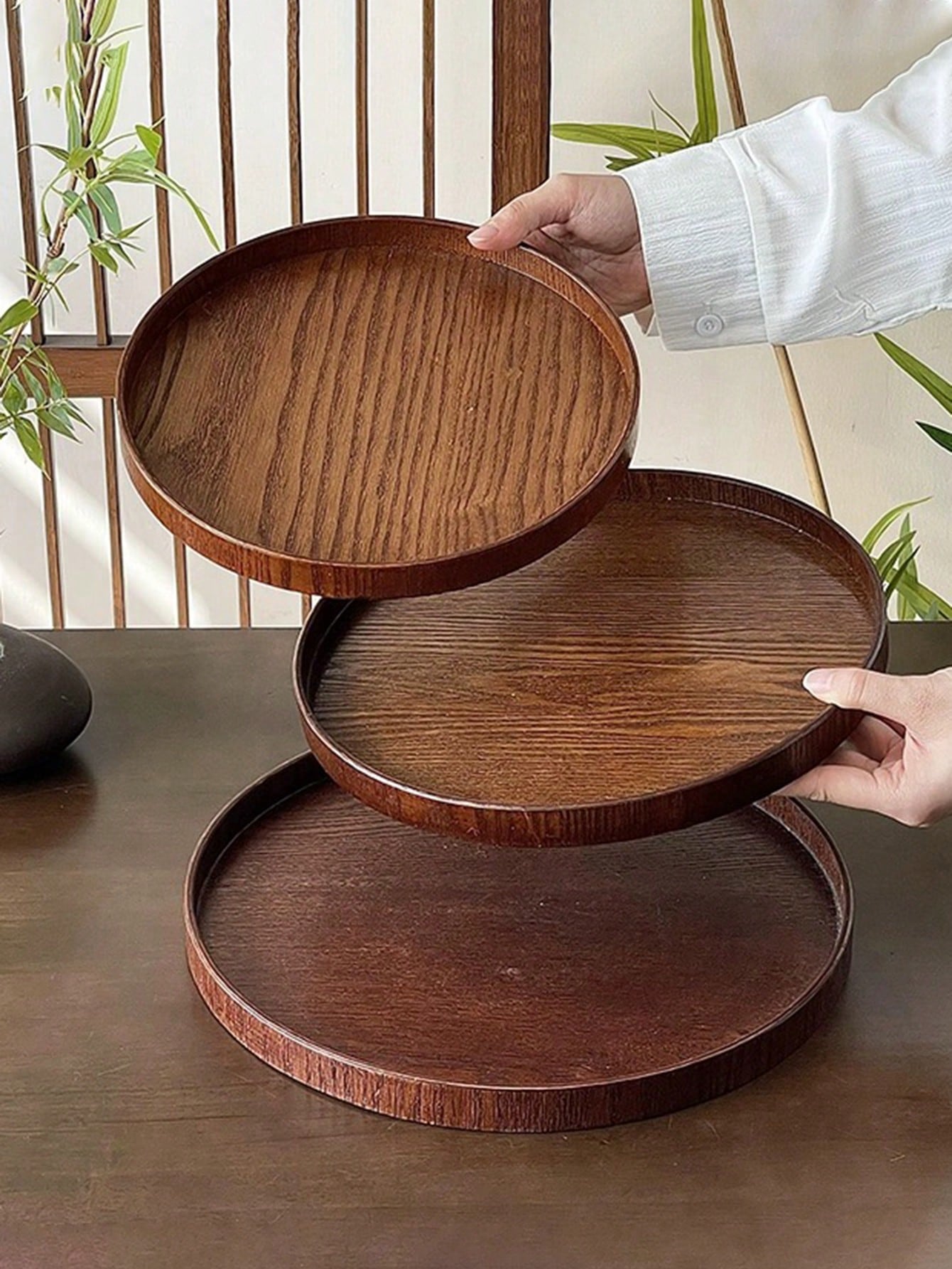 1pc/3pcs Natural Wooden Servin - огляд і ціна Wooden Serving Tray